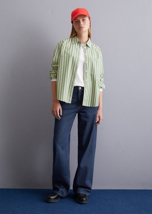 Striped blouse regualr — Medium Green