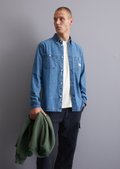 Regular denim shirt with button down collar