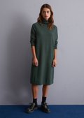 Relaxed turtleneck knit dress made from an organic cotton blend - green |  Dresses | MARC O'POLO
