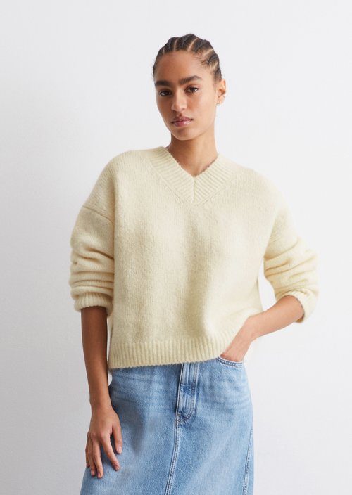 V-neck sweater loose — Chalky Sand