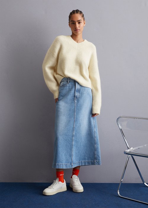 V-neck sweater loose — Chalky Sand