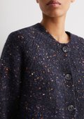 Bouclé cardigan relaxed made from a virgin wool mix - blue