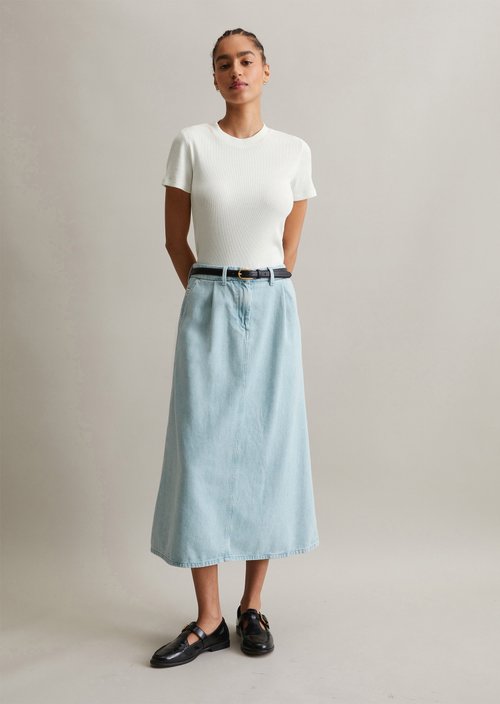 A-shape denim skirt — Light Blue