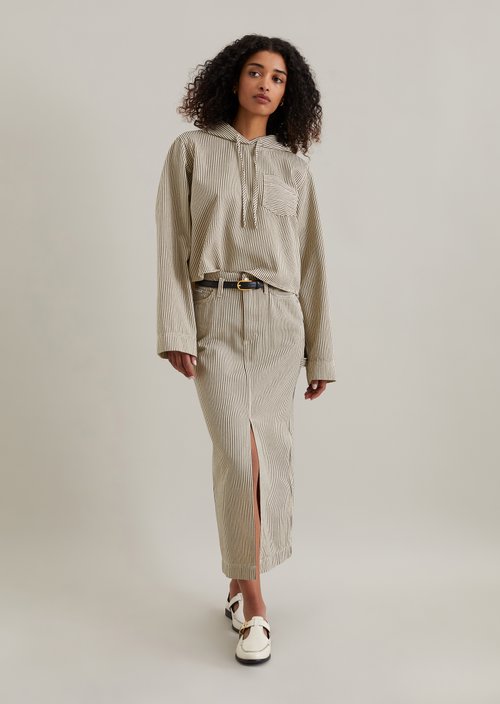 Crop hooded overshirt relaxed — Offwhite