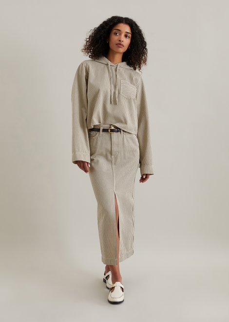 Marc O'Polo Crop-Kapuzen-Overshirt relaxed, Damen, weiss, Gr. m, 100% Baumwolle