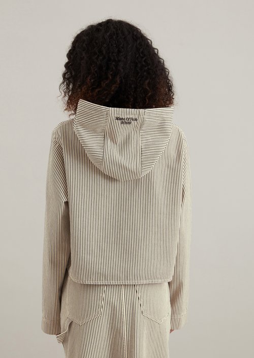 Crop hooded overshirt relaxed — Offwhite