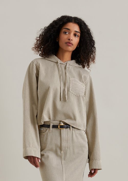 Crop hooded overshirt relaxed — Offwhite