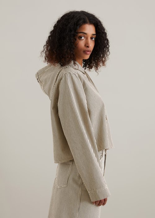 Crop hooded overshirt relaxed — Offwhite