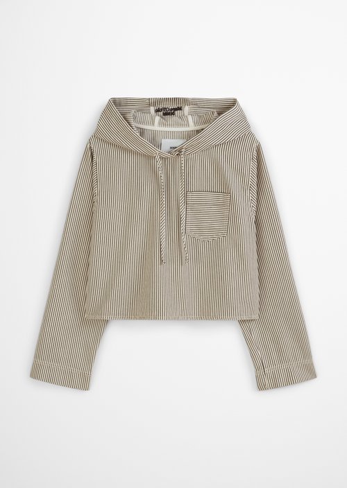 Crop hooded overshirt relaxed — Offwhite