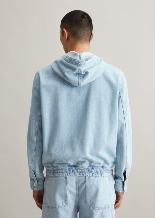 Regular hooded denim jacket — Light Blue (alternate view)