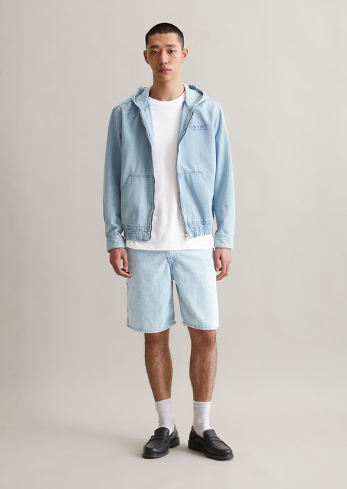 Regular hooded denim jacket — Light Blue