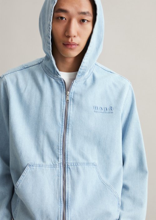 Regular hooded denim jacket — Light Blue
