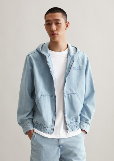 Marc O'Polo Kapuzen-Jeansjacke regular, Herren, blau, Gr. m, 78% Baumwolle, 22% Lyocell