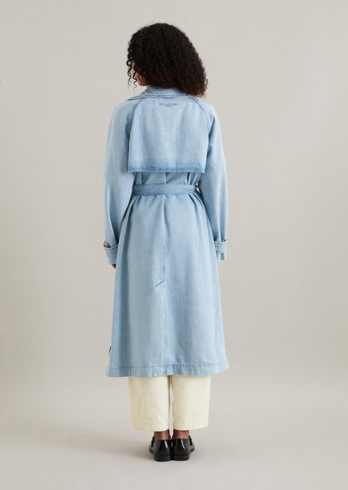Relaxed denim trench coat — Light Blue (alternate view)