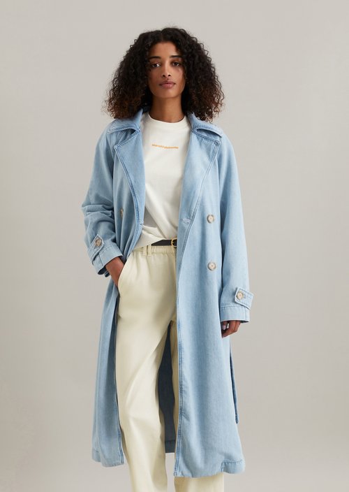 Relaxed denim trench coat — Light Blue