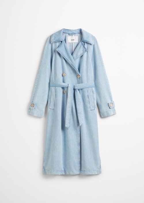 Relaxed denim trench coat — Light Blue