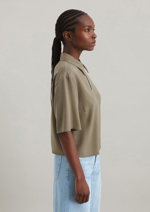 Crop blouse relaxed — Dusky Green