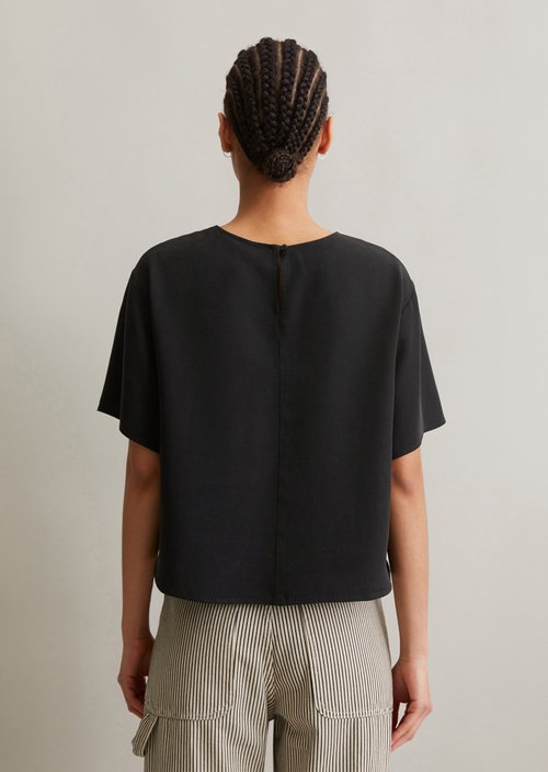 Crop blouse shirt relaxed — Black