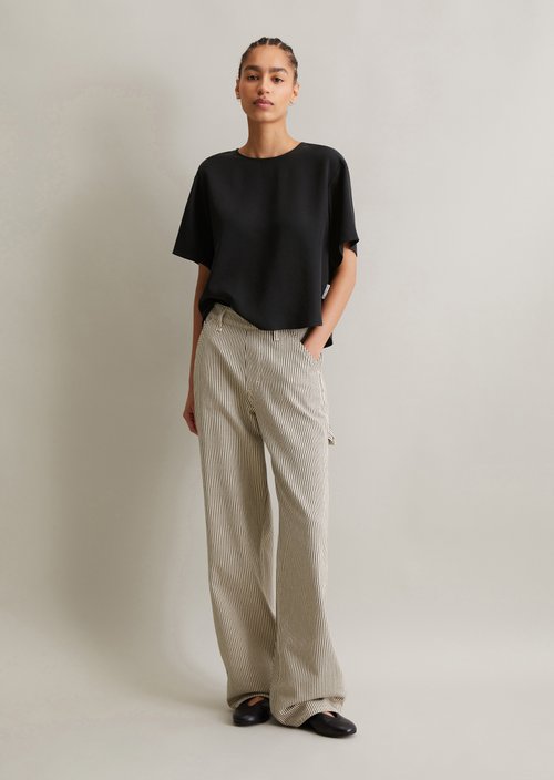 Crop blouse shirt relaxed — Black
