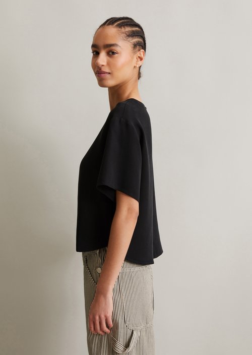Crop blouse shirt relaxed — Black