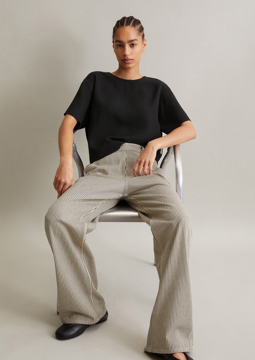 Crop blouse shirt relaxed — Black