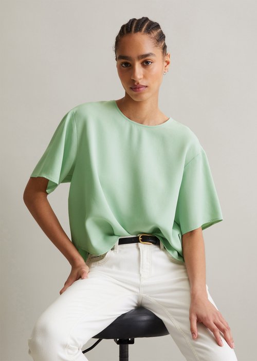 Crop blouse shirt relaxed — Mint Mist