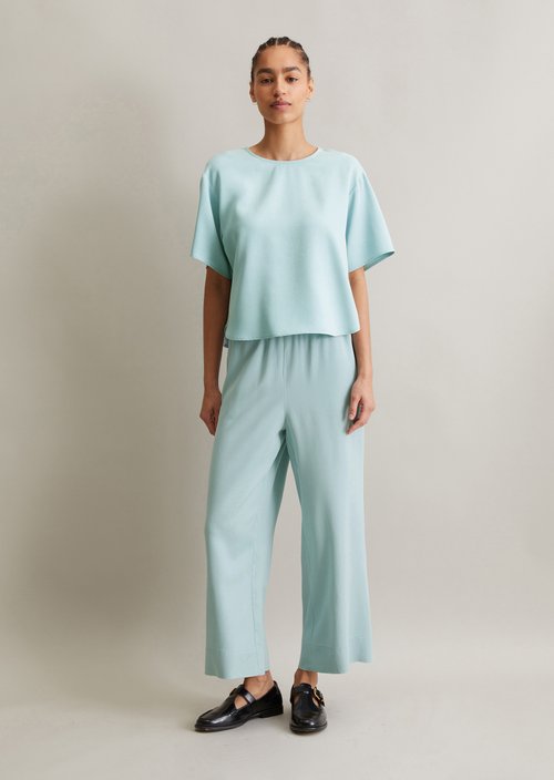 Crop blouse shirt relaxed — Blue Fog