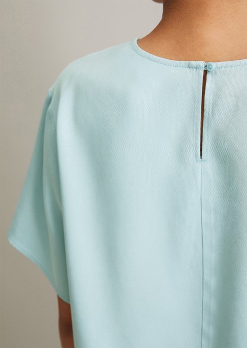 Crop blouse shirt relaxed — Blue Fog