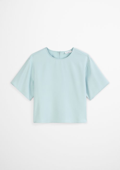Crop blouse shirt relaxed — Blue Fog