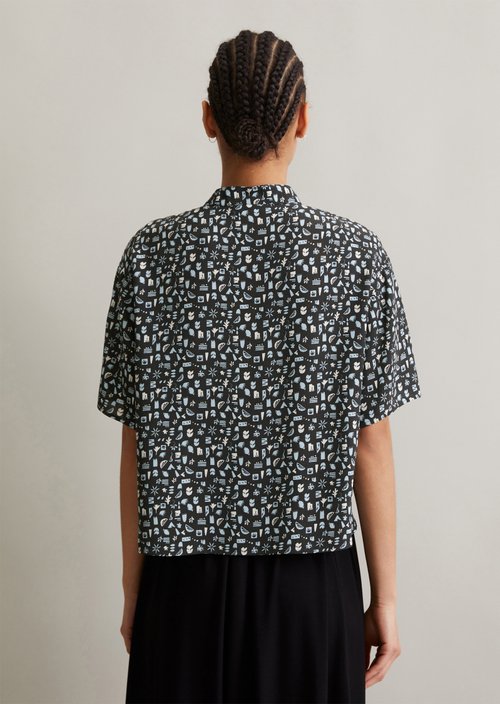 Crop blouse relaxed — Dark Grey