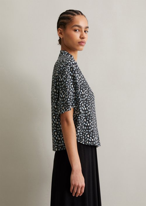 Crop blouse relaxed — Dark Grey