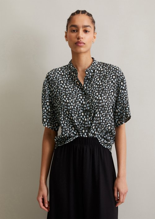 Crop blouse relaxed — Dark Grey