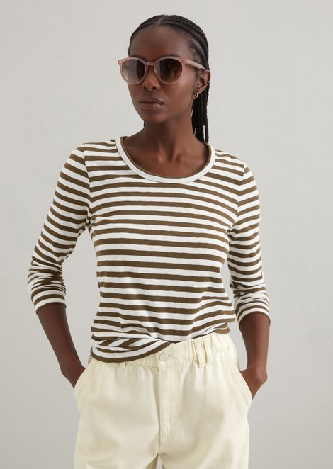 Marc O'Polo Longsleeve regular, Dames, bruin, M, 100% Katoen