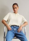 Marc O'Polo Strick-Polo loose, Damen, weiss, Gr. xl, 100% Baumwolle