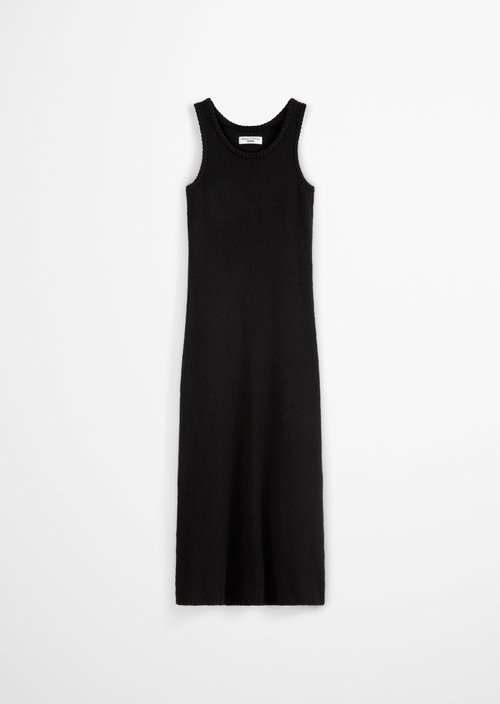 Relaxed sleeveless knit dress — Black