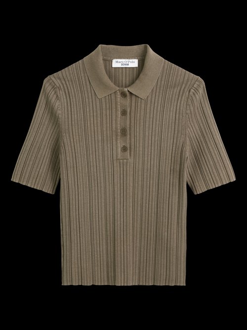 Ribbed polo shirt slim — Dark Wood