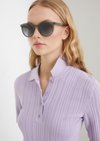 Marc O'Polo Ripp-Poloshirt slim, Damen, lila, Gr. xxl, 78% Baumwolle, 22% Polyamid