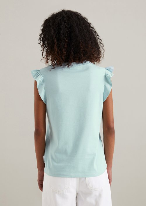 Regular flounce T-shirt — Blue Fog