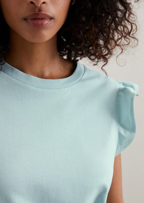 Regular flounce T-shirt — Blue Fog