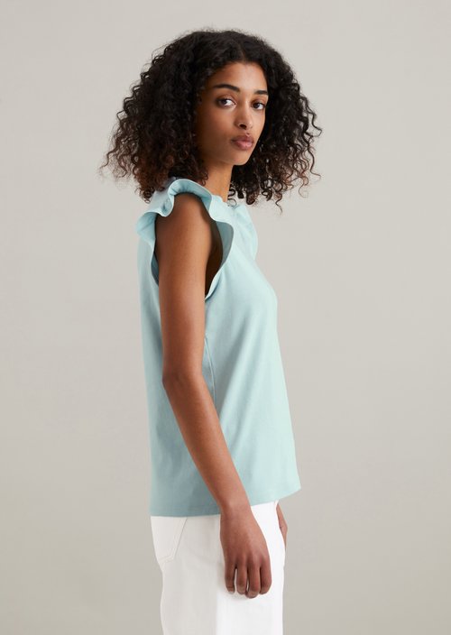 Regular flounce T-shirt — Blue Fog