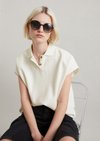Marc O'Polo Mouwloos poloshirt wijd, Dames, wit, M, 100% Katoen