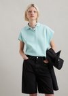 Marc O'Polo Mouwloos poloshirt wijd, Dames, blauw, Xxs, 100% Katoen
