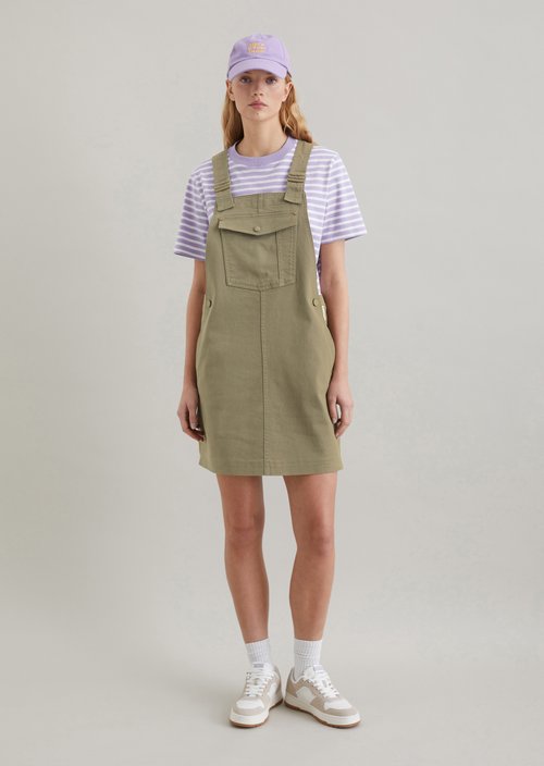 Mini bib dress regular A-shape — Dusky Green