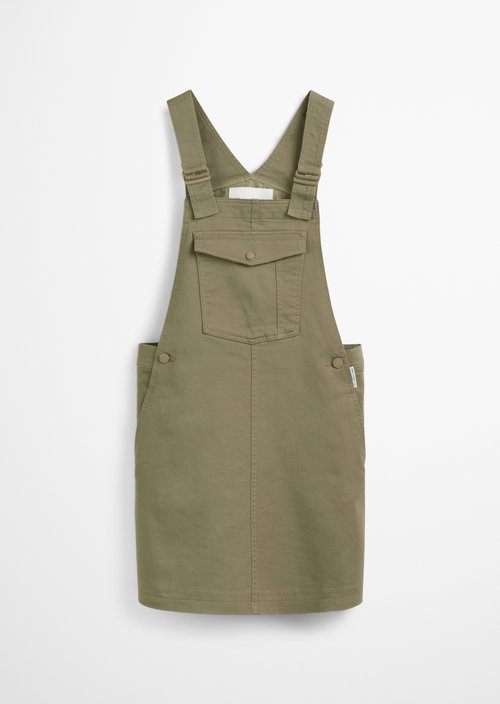 Mini bib dress regular A-shape — Dusky Green