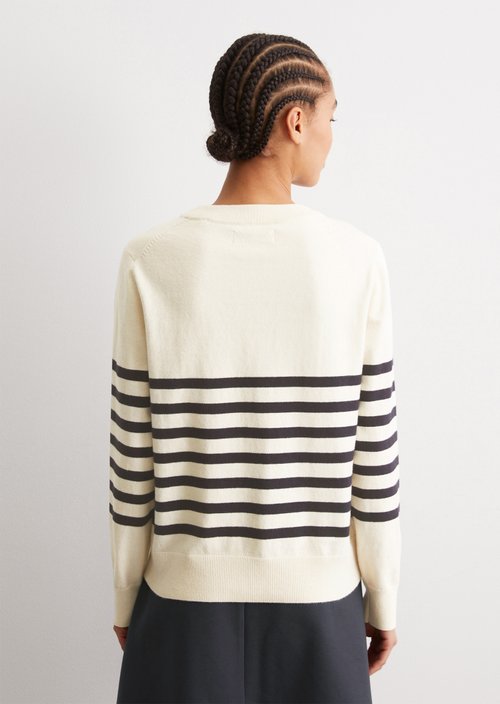 Striped knitted sweater regular — Offwhite