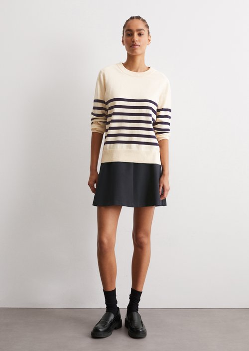 Striped knitted sweater regular — Offwhite