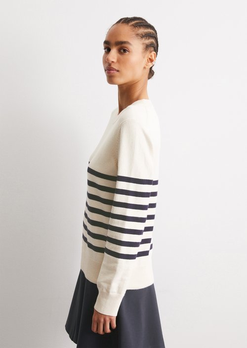 Striped knitted sweater regular — Offwhite