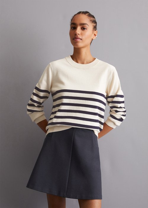 Striped knitted sweater regular — Offwhite