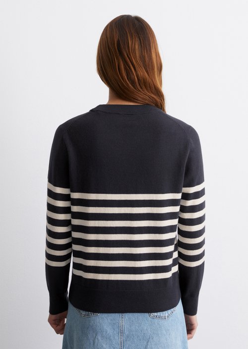 Striped knitted sweater regular — Dark Blue
