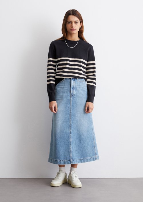 Striped knitted sweater regular — Dark Blue